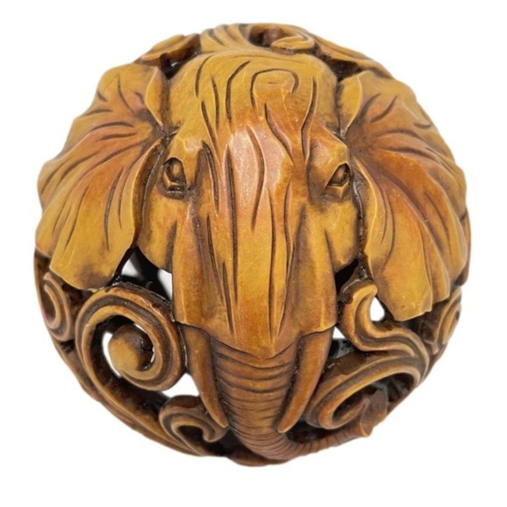 Resin Elephant Sphere Orb Decor Scroll Cut Out Design